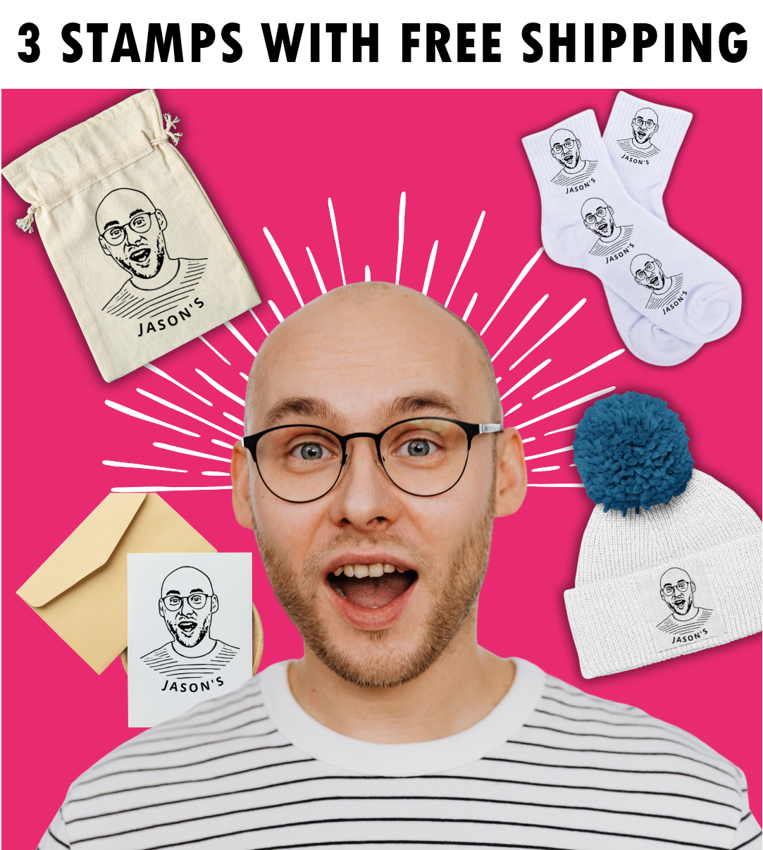 Trio of Personalized Stamps